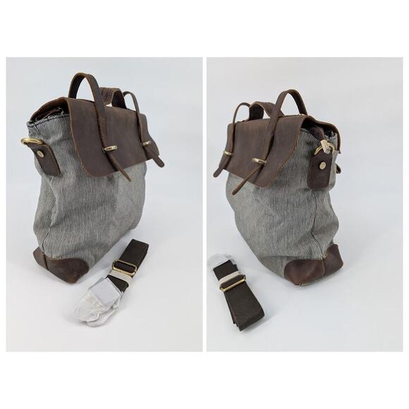 Jesslyn Blake Anthropologie Messenger Bag Canvas Leather Work Travel Boho Chic - Picture 4 of 16